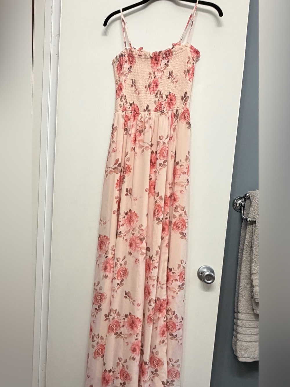 Windsor Strapless Pink Floral Maxi Dress with Lace-Up Detailing in Back